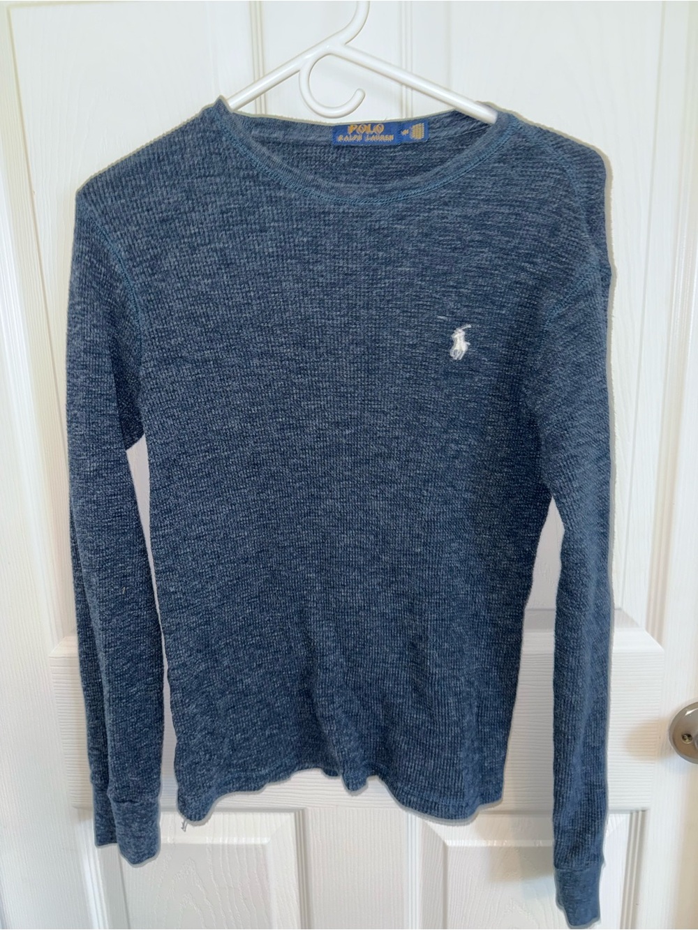 Ralph Lauren Kids Navy Heather Crew Sweater with White Pony